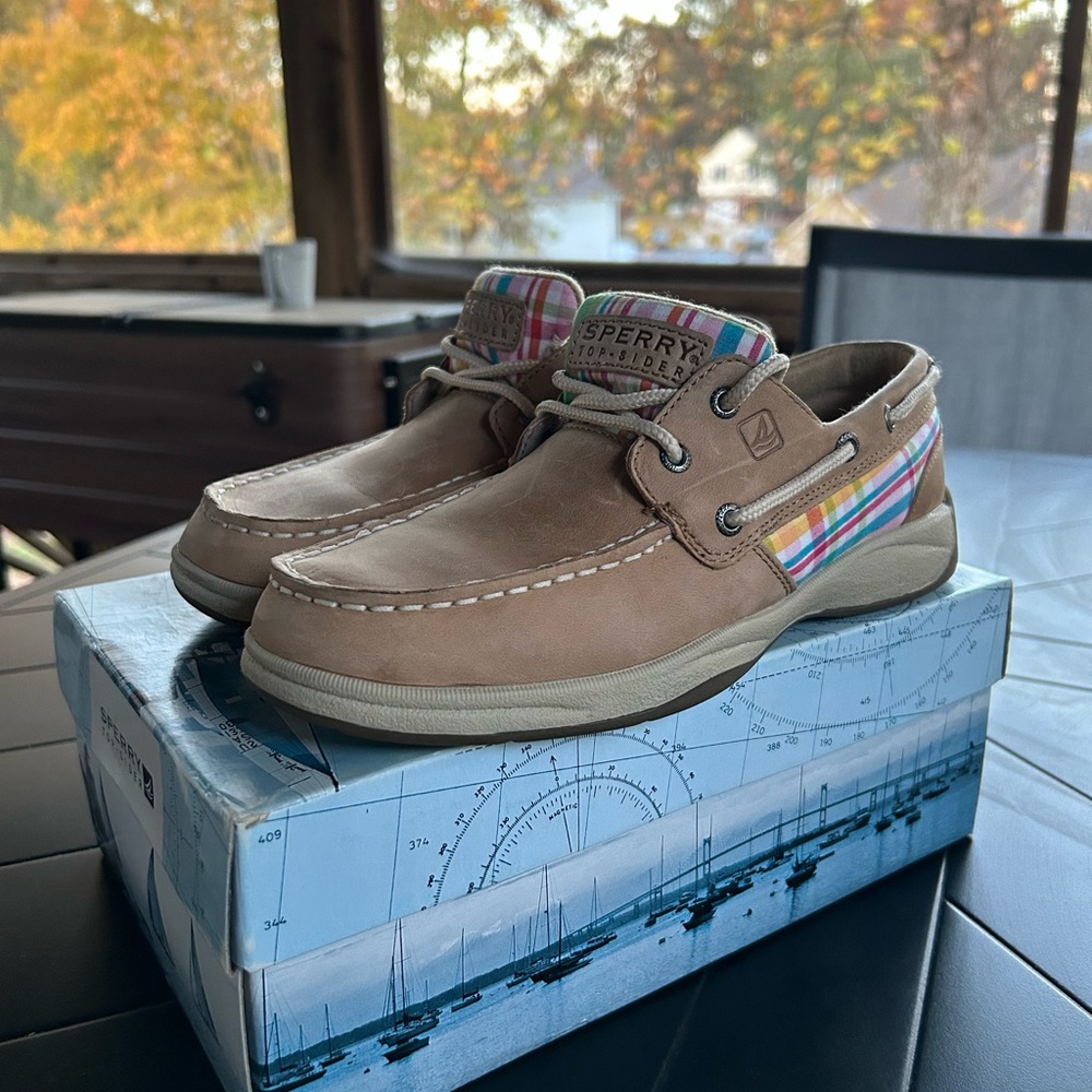 Sperry topsider lien/pink shoes Girls 5.5 M